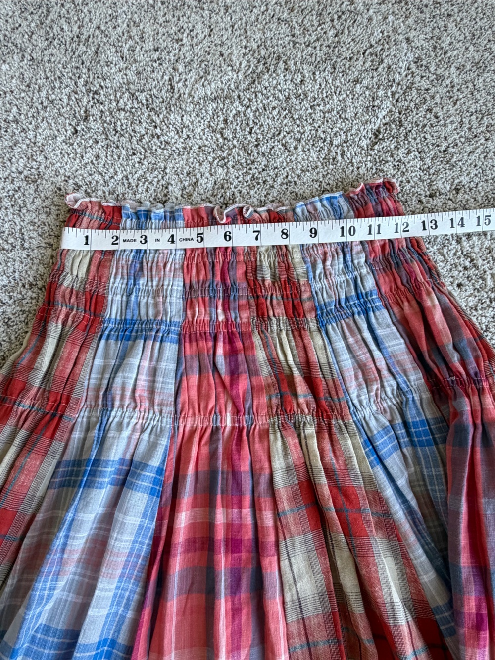 NWT Oli & Hali Plaid Maxi Skirt S Smocked Cotton Boho Prairie - Picture 11 of 11